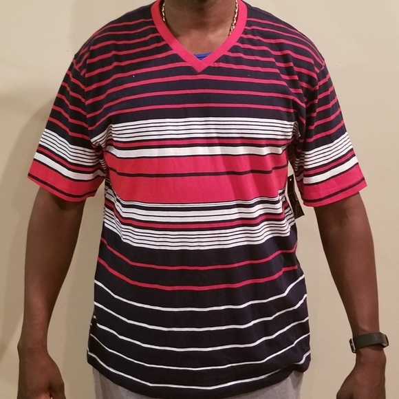 Red, Navy, and White Striped Shirt - Picture 1 of 2